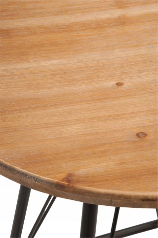 Table de bar bistro TROB en métal noir et bois naturel.